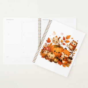 Cute Kawaii Autumn Pumpkin Fox Owl Fall Animals Planner
