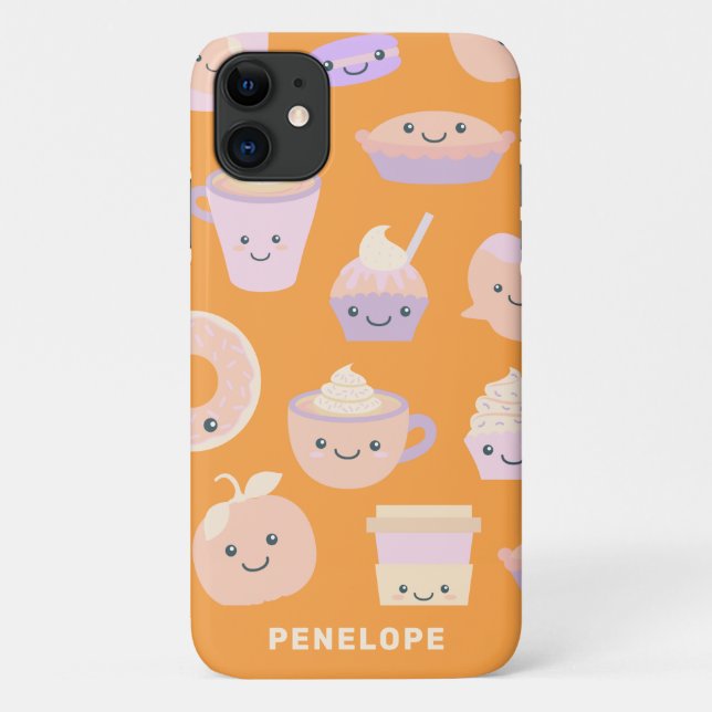Cute Kawaii Autumn Pumpkin Pie Pattern in Pastel Case-Mate iPhone Case (Back)