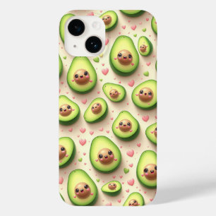 Cute Kawaii Avocado and Pink Hearts Pattern Sweet  Case-Mate iPhone 14 Case