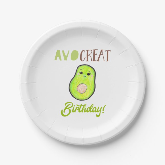 Cute Kawaii Avocado Avo Great Birthday Sweet Paper Plate (Front)