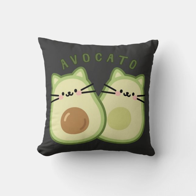 Cute Kawaii Avocado Cat Mashup  Cushion (Front)