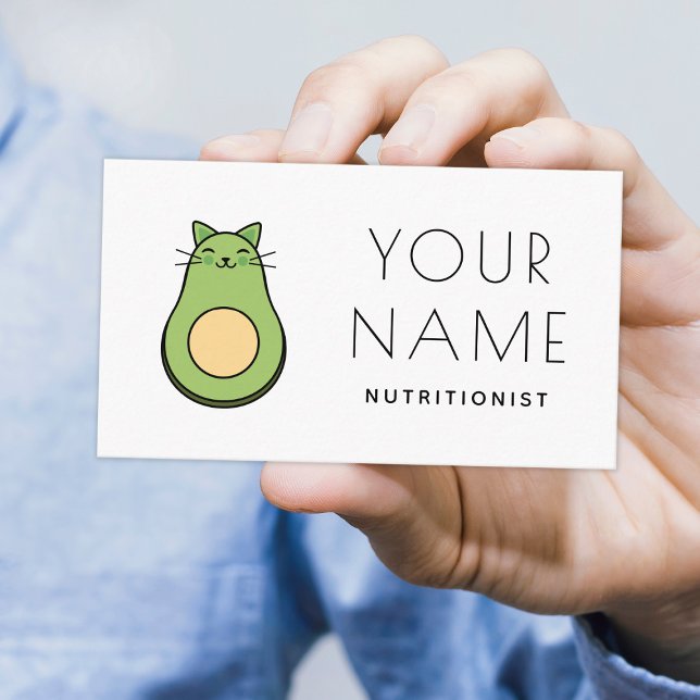 Cute Kawaii Avocado Cat Nutritionist Dietician  Business Card (Creator Uploaded)