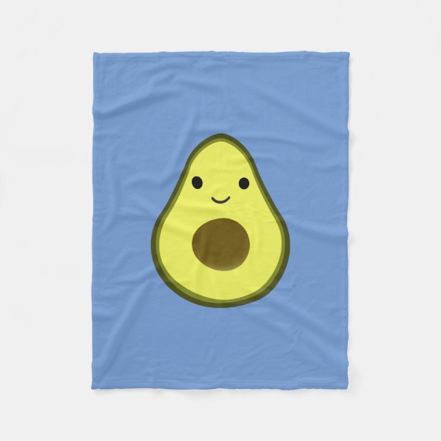 Cute Kawaii Avocado Fleece Blanket (Front)