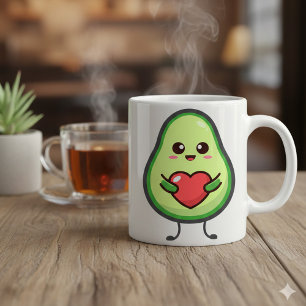 Cute Kawaii Avocado Heart Love - Adorable Healthy Two-Tone Coffee Mug