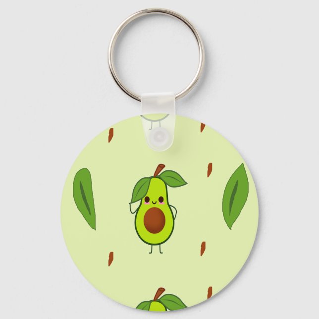 Cute kawaii avocado key ring (Front)