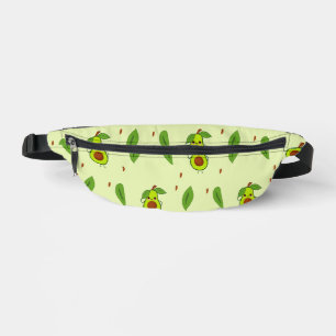 Cute kawaii avocado on green bum bags