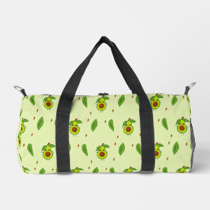 Cute kawaii avocado on green duffle bag