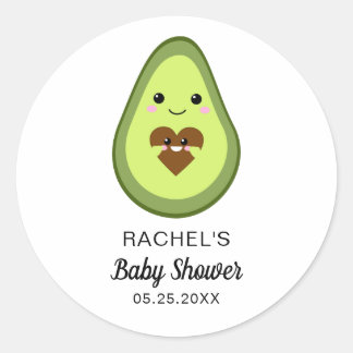 cute kawaii avocado pregnant baby shower fiesta classic round sticker