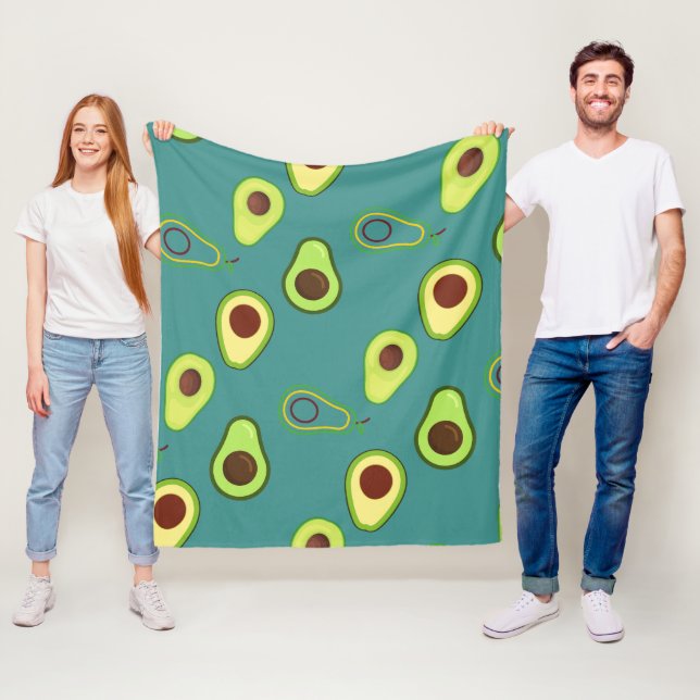 Cute Kawaii Avocado slice summer gradient Pattern Fleece Blanket (In Situ)