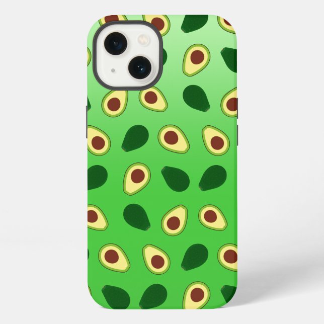 Cute Kawaii Avocado slice summer gradient Pattern iPhone Case (Back)