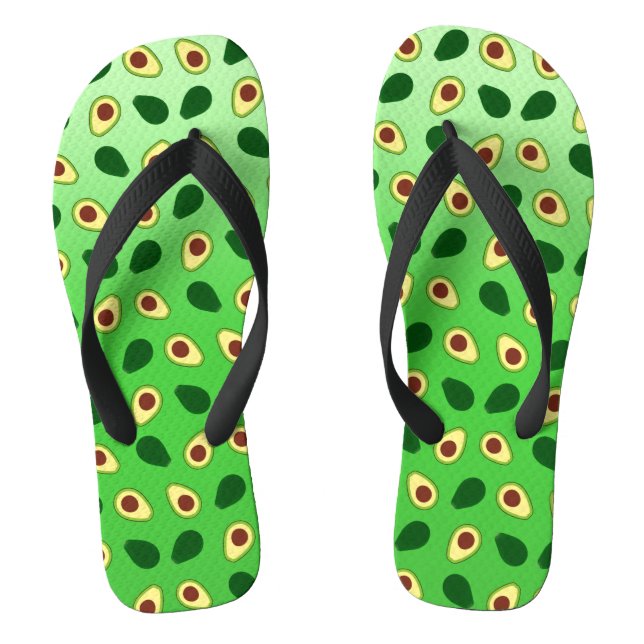 Cute Kawaii Avocado slice summer gradient Pattern Jandals (Footbed)