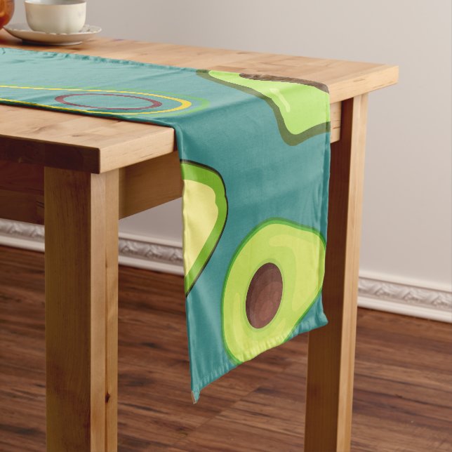 Cute Kawaii Avocado slice summer gradient Pattern Short Table Runner (In Situ)