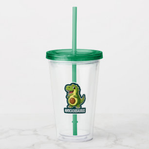 Cute Kawaii Avocadosaurus Dinosaur Funny Pun Acrylic Tumbler