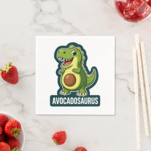 Cute Kawaii Avocadosaurus Dinosaur Funny Pun Napkin