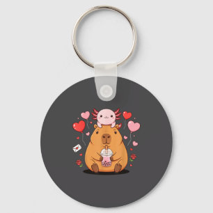 Cute Kawaii Axolotl Capybara Bubble Tea Boys Girls Key Ring