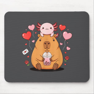 Cute Kawaii Axolotl Capybara Bubble Tea Boys Girls Mouse Pad