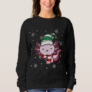 Cute Kawaii Axolotl Elf Christmas Santa Hat Sweatshirt