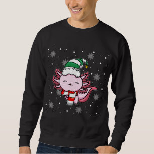 Cute Kawaii Axolotl Elf Christmas Santa Hat Sweatshirt