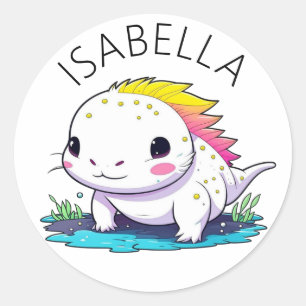 Cute Kawaii Axolotl Illustration Personalized Classic Round Sticker