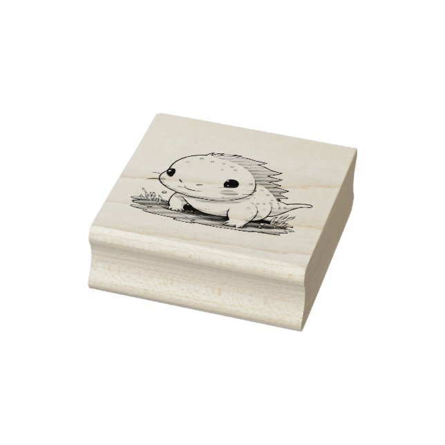 Cute Kawaii Axolotl Illustration  Rubber Stamp (Stamp)