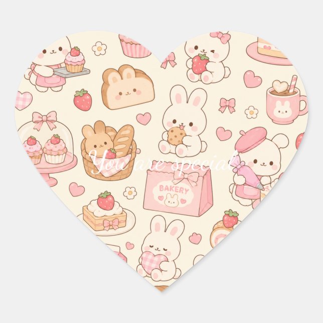 Cute Kawaii Axolotl Pattern | Pastel Ocean  Heart Sticker (Front)