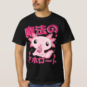 Cute Kawaii Axolotl Strawberry Milk Shake Japanese T-Shirt