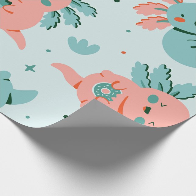 Cute Kawaii Axolotl Wrapping Paper (Corner)