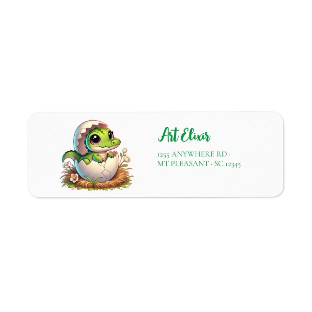 Cute Kawaii Baby Alligator Hatching Address Label (Front)