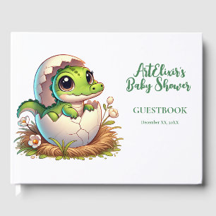 Cute Kawaii Baby Alligator Hatching Baby Shower Guest Book