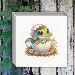 Cute Kawaii Baby Alligator Hatching Baby Shower Napkin