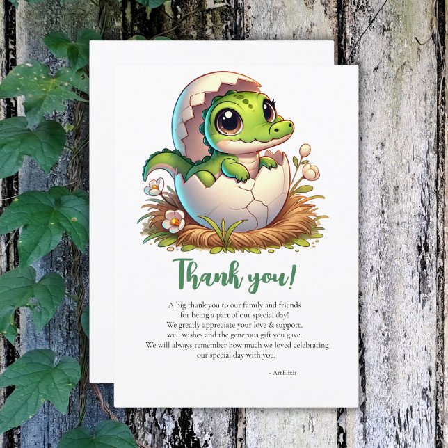 Cute Kawaii Baby Alligator Hatching Baby Shower  Thank You Card (Creator Uploaded)