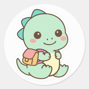 Cute Kawaii Baby Dinosaur with Backpack Sticker