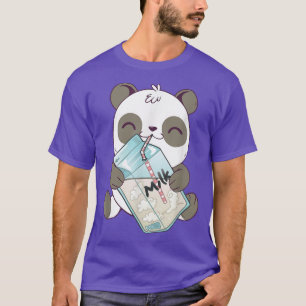 Cute Kawaii Baby Panda Drinking Milk Panda Bear T-Shirt