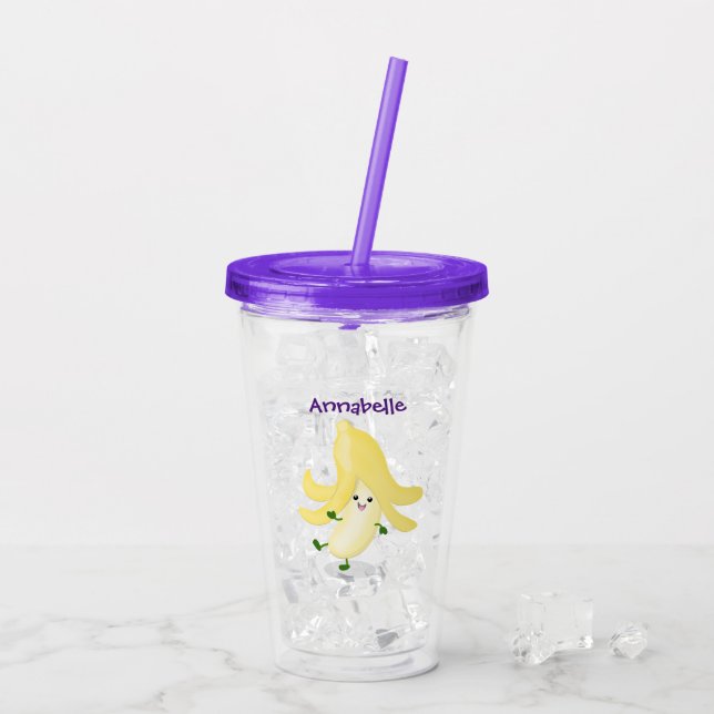 Cute kawaii banana cartoon acrylic tumbler (Back Ice)