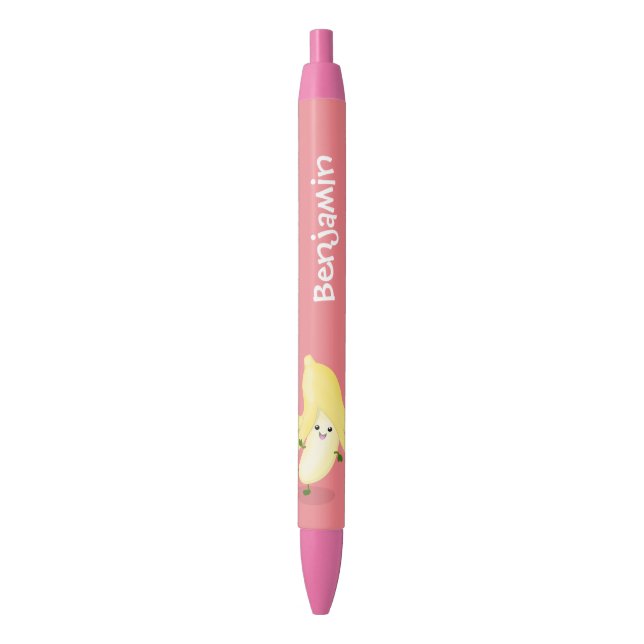 Cute kawaii banana cartoon black ink pen (Front Vertical)