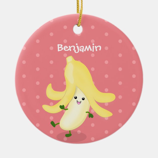 Cute kawaii banana cartoon ceramic tree decoration (Front)