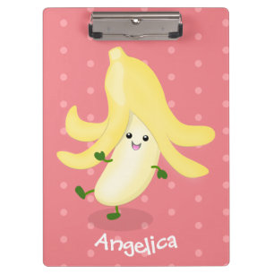 Cute kawaii banana cartoon clipboard