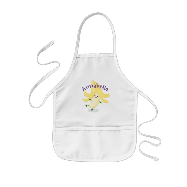 Cute kawaii banana cartoon illustration kids apron (Front)