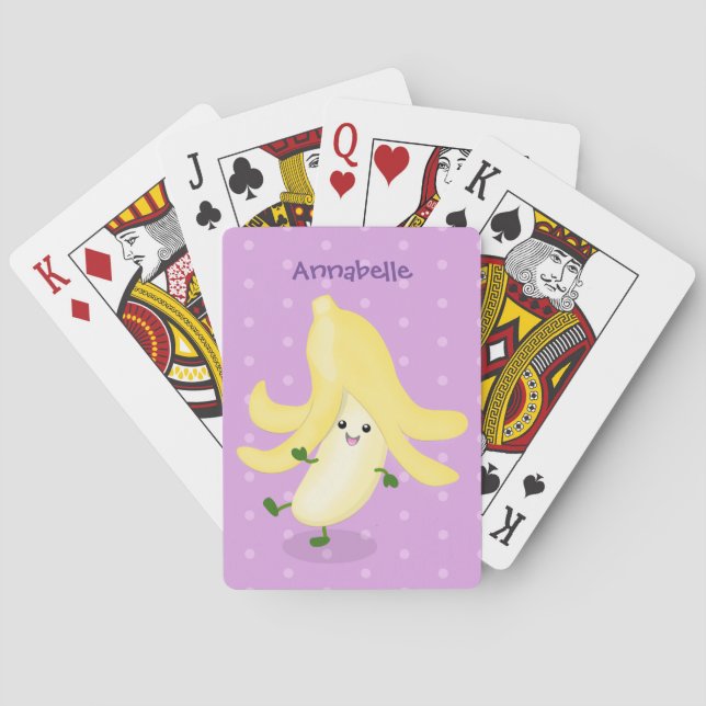 Cute kawaii banana cartoon playing cards (Back)