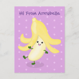 Cute kawaii banana cartoon postcard