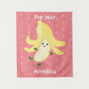 Cute kawaii banana cartoon tapestry