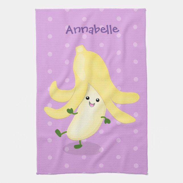 Cute kawaii banana cartoon tea towel (Vertical)
