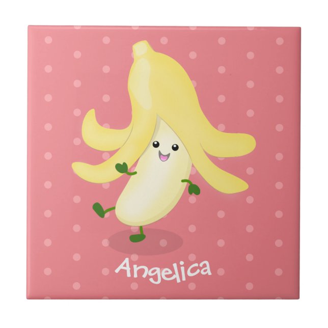 Cute kawaii banana cartoon tile (Front)