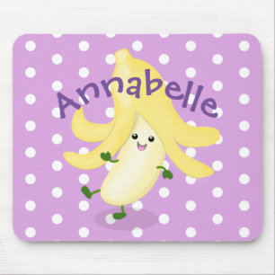 Cute kawaii banana purple cartoon illustration mouse pad
