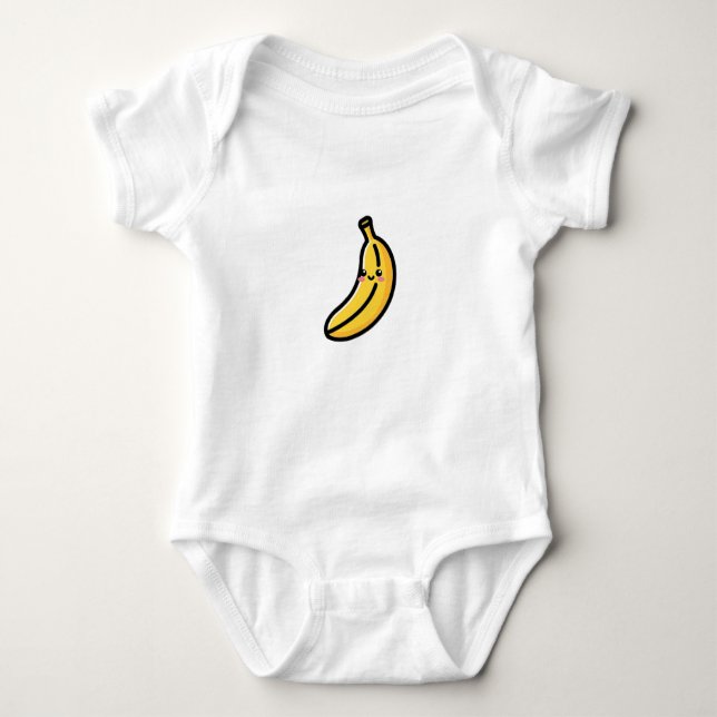 Cute Kawaii Banana Sticker – Adorable Fruit Baby Bodysuit (Front)