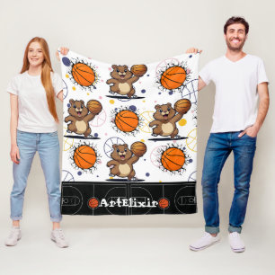 Cute Kawaii Basketball Gopher Print Fleece Blanket