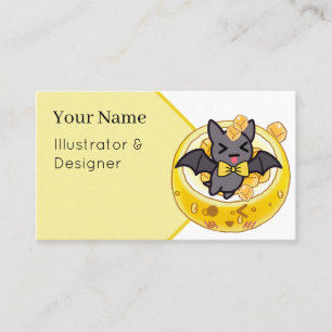 Cute Kawaii Bat and Icy Lemon Bowl Business Card