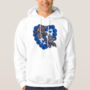 Cute Kawaii Bats in Blueberry Heart - Adorable Fru Hoodie