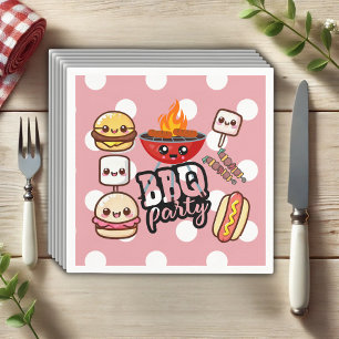 Cute Kawaii BBQ Party Baby Shower Napkin