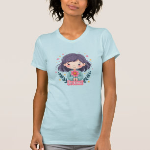 Cute Kawaii "Be Kind" Illustration – Wholesome Art T-Shirt